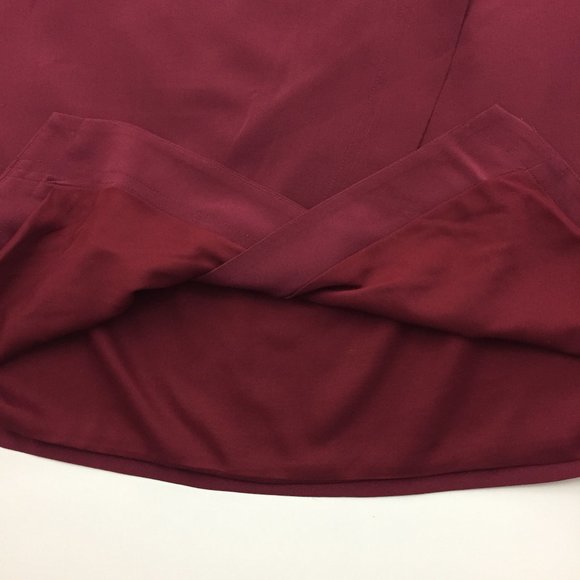 MADEWELL Berry 100% Silk High Low Hem Front Overlay Pull On Skirt - Picture 6 of 8